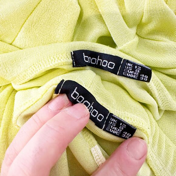 Boohoo Long Sleeve Button Up Shirt and Matching Wide Leg Pants Butter Yellow 8 - Picture 2 of 10